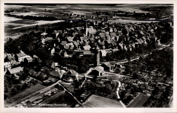 Postcard Kirchberg im Hunsrück, total view, aerial photograph