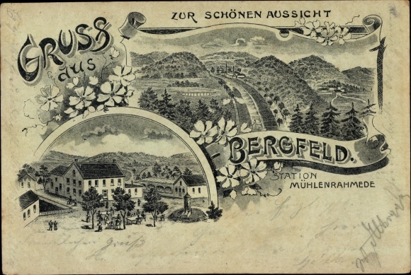 Forerunner Chromo-Litho Bergfeld Altena in Westphalia, To the beautiful view