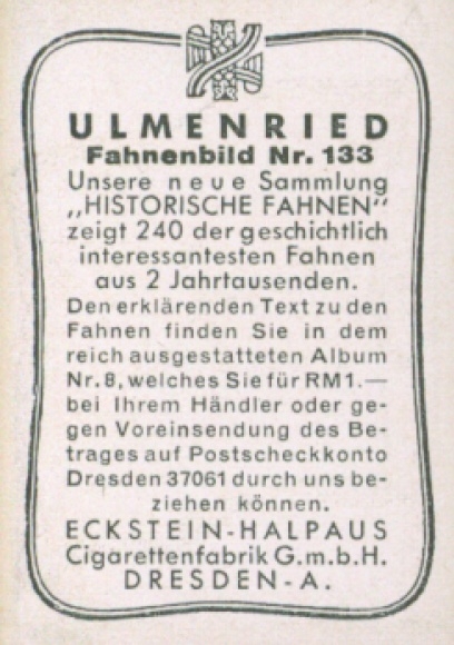 Collection picture Ulmenried flag pictures No. 133, cornet of the 1st citizens' company on horseback Strasbourg 1665