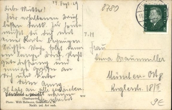 Postcard Gemünden am Main Lower Franconia, partial view, Saale