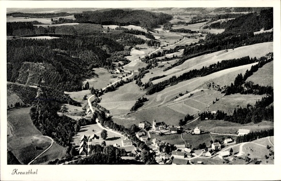 Postcard Kreuztal in Westphalia, aerial photograph