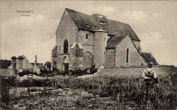 Ak Variscourt Aisne, Kirche