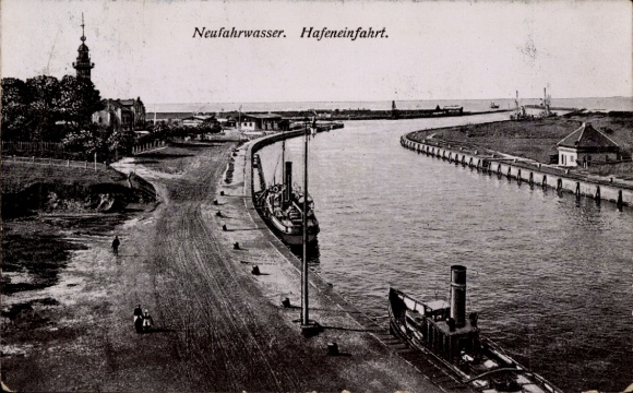 Postcard Nowy Port Neufahrwasser Gdańsk Danzig, harbor entrance