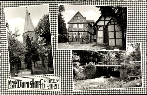 Ak Barnstorf in Niedersachsen, evgl. Kirche, Kirchstraße, Brücke