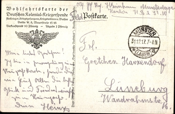 Song artist Postcard Baluschek, Hans, Now i go to the Brünnele