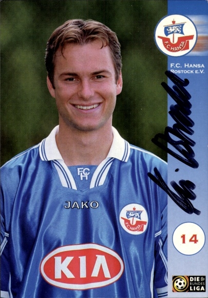 Autograph card footballer Kai Oswald, FC Hansa Rostock, autograph