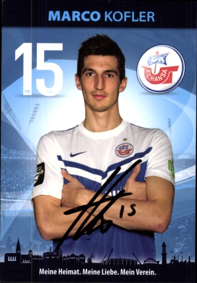 Autograph card footballer Marco Kofler, FC Hansa Rostock, autograph