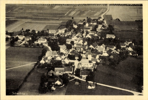 Postcard Schwitting near Landsberg/Lech, aerial photograph