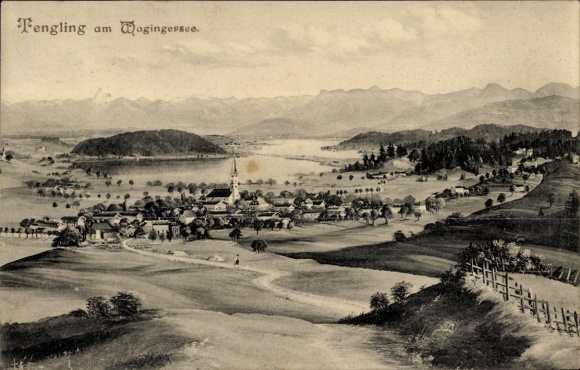 Postcard Tengling Taching am See Upper Bavaria, Panorama, Wagingersee