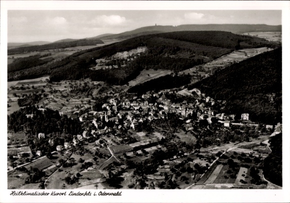 Postcard Lindenfels in the Odenwald, climatic health resort aerial photograph, nature, places