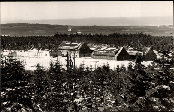 Postcard Schnenstein Tannenbergsthal in the Vogtland, holiday and school camp, winter view