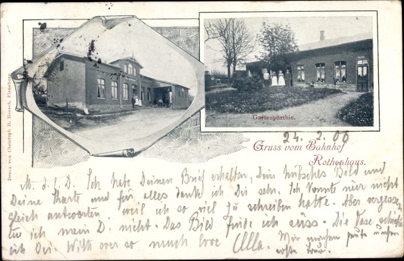 Ak Flensburg, Bahnhof Rothenhaus und Garten