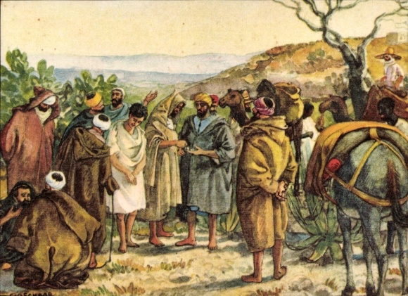 Künstler Ak Joseph van Egypte en verkochten hem voor..., Genesis XXXVII:28