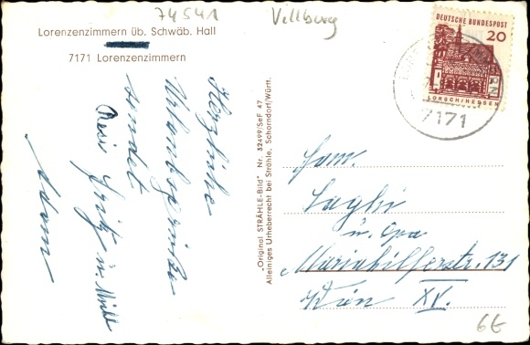 Postcard Lorenzenzimmern Vellberg in Württemberg, aerial view