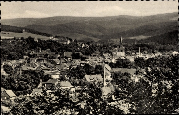 KP Osterode am Harz, widok na miasto nad Harzem, Heinrich-Heine-Bank, krajobraz