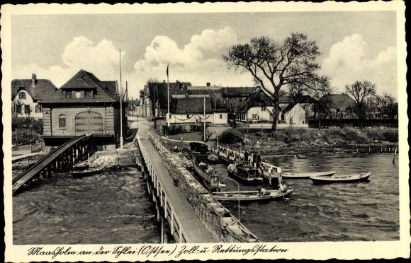 Ak Maasholm in Sleeswijk-Holstein, douane- en reddingsstation