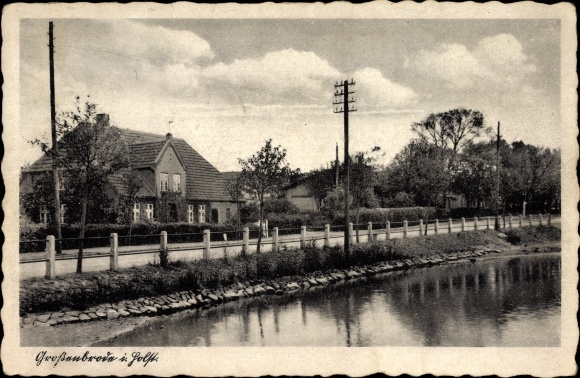 Postcard Grossenbrode Schleswig Holstein, water feature, residential building