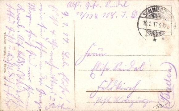 Postcard Nowe Skalmierzyce Neu Skalmierschütz Poznań Posen, German Russian border crossing