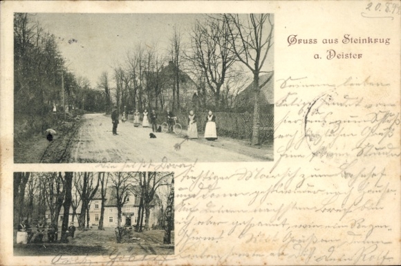 Postcard Bennigsen Springe am Deister, Steinkrug, street section