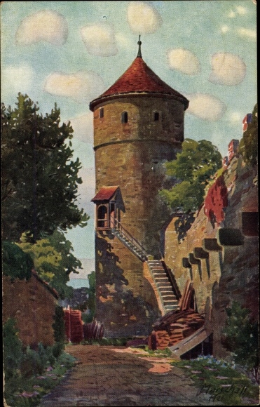 Artist PC Marschall, V., Rothenburg ob der Tauber Middle Franconia, Guilt Tower
