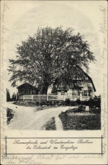 Postcard Eibenstock in the Ore Mountains of Saxony, Wandererheim Bielhaus