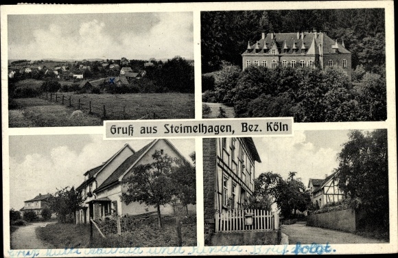 Ak Steimelhagen Morsbach in de wijk Oberberg, deel van de straat, gedeeltelijk uitzicht, kasteel