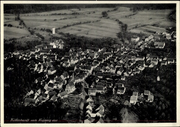 Postcard Hüffenhardt in Baden, aerial photograph