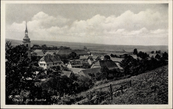 Ak Bucha im Burgenlandkreis, Panorama, Kirche