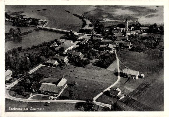Postcard Seebruck am Chiemsee Upper Bavaria, aerial photograph