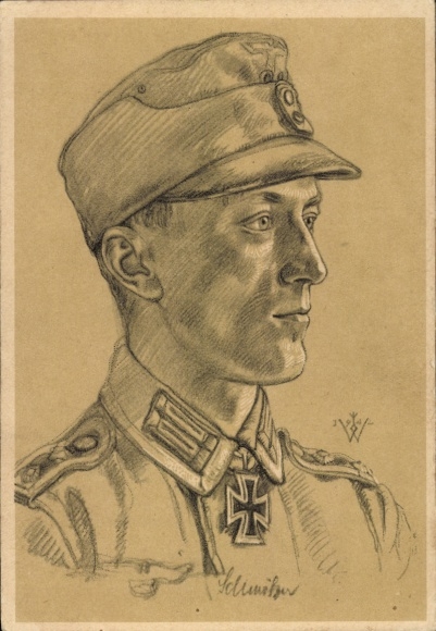 Artist Postcard Willrich, W., Knight's Cross holder Oberwachtmeister Schmölzer, Mountain Infantry Battalion, VDA
