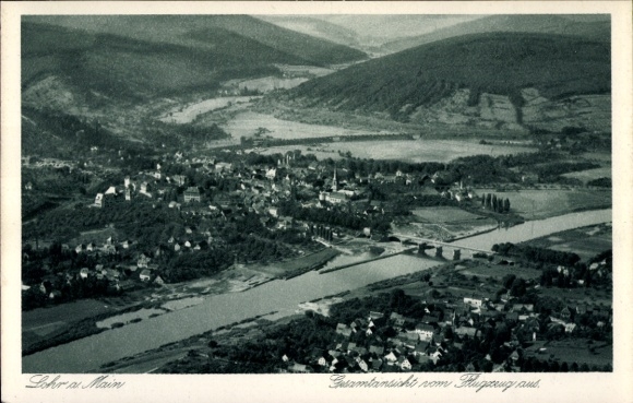 Postcard Lohr am Main Lower Franconia, aerial photograph