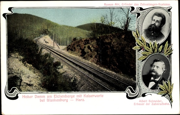 Postcard Harz cog railway, high dam on the Eichenberge with Kaiserwarte, Albert Schneider, Roman Abt