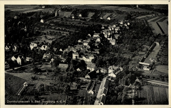 Ak Dornholzhausen Bad Homburg vor der Höhe Hessen, Luftaufnahme von Dornholzhausen, viele Häuser,