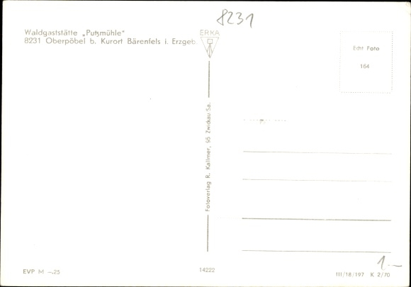 Postcard Oberpöbel Dippoldiswalde Sachsen, Putzmühle, Waldgaststätte
