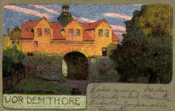 Artist Postcard Liebermann, Ernst, Before the Gate