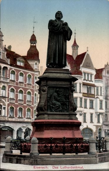 Postcard Lutherstadt Eisenach in Thuringia, view of the Luther monument