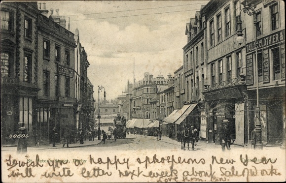 Ak Derby Derbyshire England, St. Peter's Street