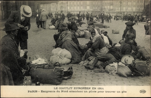 Ak Paris, Emigrants du Nord begeleiden een pilote pour trouver un gite, I WK