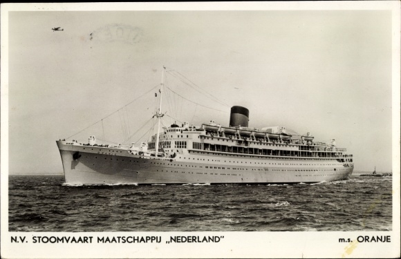 Postcard MS Oranje, The Nederlandsche Stoomvaart Maatschapij, Netherlands Line
