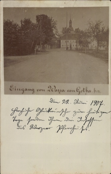 Foto Ak Warza in Thüringen, Ortseingang von Gotha her