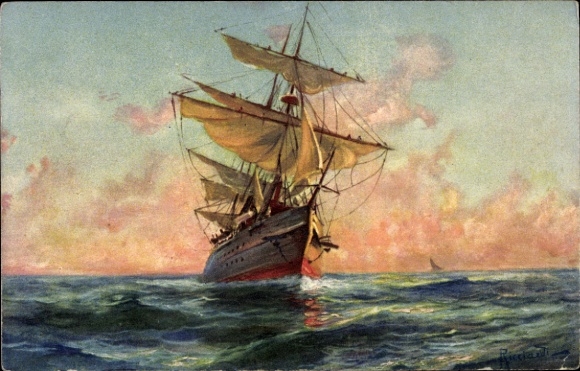 Künstler Ak Ricciardi, Segelschiff
