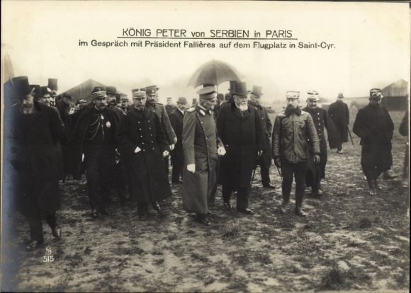 Ak Saint Cyr l'Ecole Yvelines, König Peter von Serbien, Armand Fallieres, Flugplatz