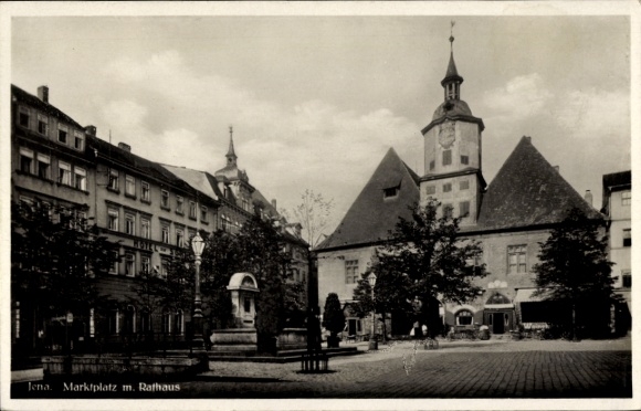 Foto Ak Jena Saale Thüringen, Markt mit Rathaus