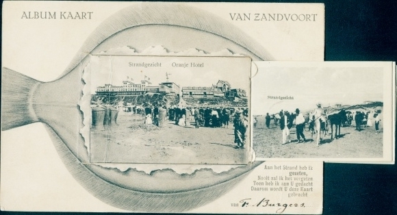 Leporello Ak Zandvoort Nordholland Niederlande, Strandgezicht, Oranje Hotel, Station