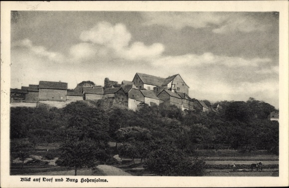 Postcard Hohensolms Hohenahr in Hesse, village and castle Hohensolms, federal home of the Christian German Federation