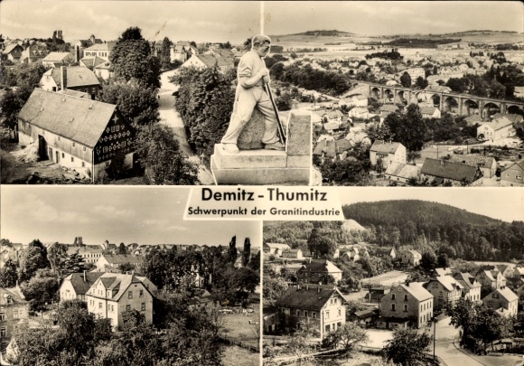 Ak Demitz Thumitz in Sachsen, Teilansichten, Granitindustrie