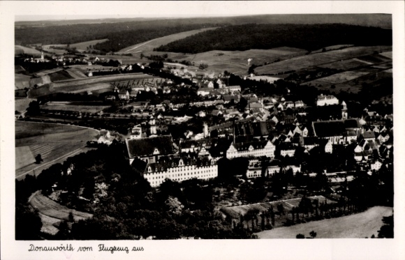 Postcard Donauwörth in Swabia Bavaria, aerial photograph