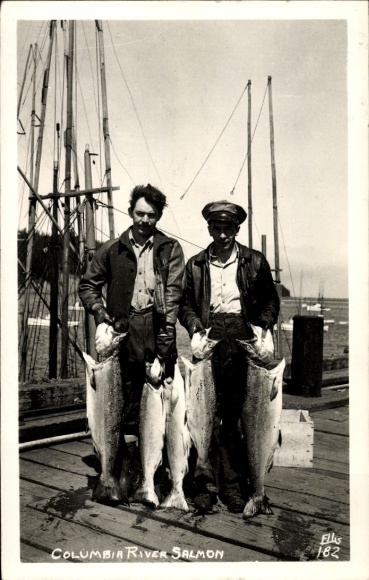 Photo Postcard Washington State USA, Washington Salmon, fisherman with salmon