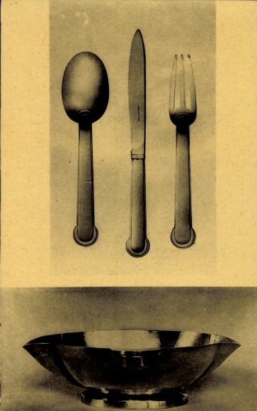 Postcard silver cutlery by Jean Puiforcat, Art Deco