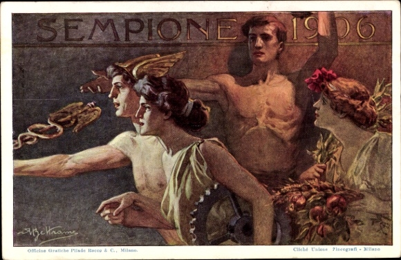 Postal stationery artist PC Milano Milan Lombardy, International Exhibition 1906, Sempione